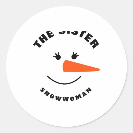 Sister Snowman Face Squad Matching Family Costume ラウンドシール (正面)