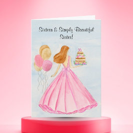 Sister Sweet 16 Birthday Cake Girl  カード