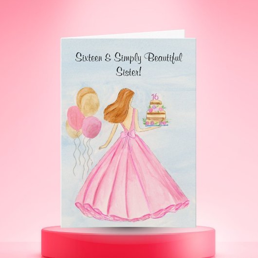 Sister Sweet 16 Birthday Cake Girl  カード