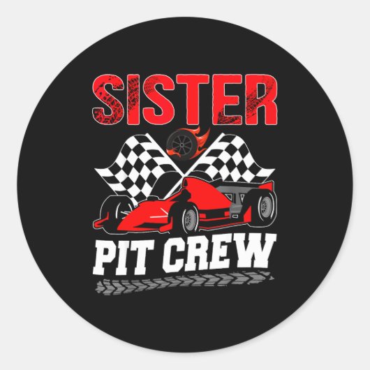 Sister T Crew Racing Family Race Car Birthday Boy  ラウンドシール (正面)