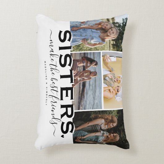SISTERS引用文&フォトコラージギフト アクセントクッション (正面(垂直))