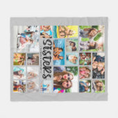 SISTERS モダン 19 Photo Collage Gray フリースブランケット (正面(横))