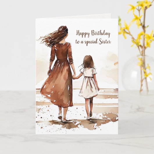 Sisters Beach Watercolor Painting カード (黄色い花)