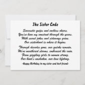 Sisters Birthday Card with Photo and Poem  (裏面)