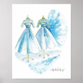 Sisters Blue Dress 11x14 by Heather French Henry ポスター