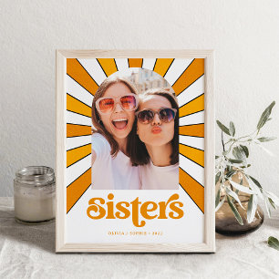 Sisters Boho Retro Sun and Photo ポスター