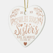 Sisters Connected At Heart Photo Keepsake Rose セラミックオーナメント (左)