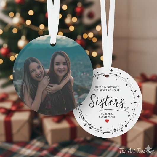 Sisters Connected At Heart Photo Keepsake White オーナメント