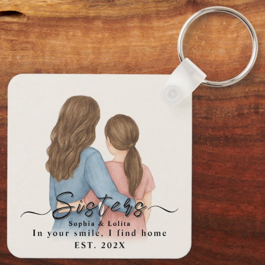 Sisters Forever – Custom Photo Keychain キーホルダー (裏面)