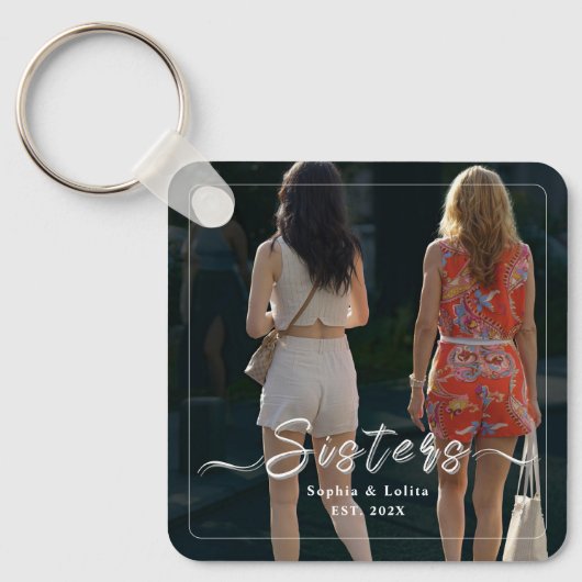 Sisters Forever – Custom Photo Keychain Gift キーホルダー (正面)