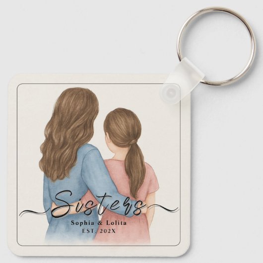 Sisters Forever – Custom Photo Keychain Gift キーホルダー (裏面)