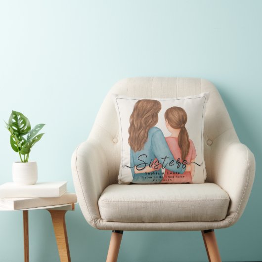 Sisters Forever – Custom Photo Throw Pillow クッション (椅子)