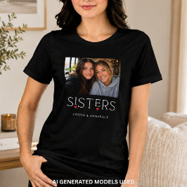Sisters Heart Typography ブラックフォト トライブレンドTシャツ