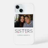 Sisters Heart Typography ブラックフォト iPhone 15ケース (裏面)