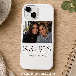 Sisters Heart Typography ブラックフォト iPhone 15ケース