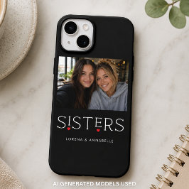 Sisters Heart Typography ブラック 写真 iPhone 15ケース