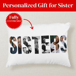 Sisters Photo Collage Accent Pillow アクセントクッション