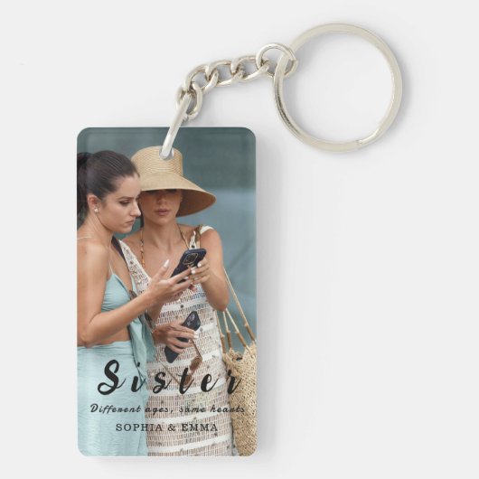 Sisters Photo Collage Keychain – Same Hearts キーホルダー (裏面)