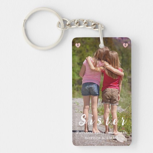 Sisters Photo Collage Keychain – Same Hearts キーホルダー (正面)
