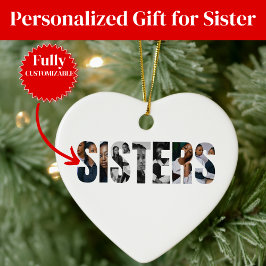 Sisters Photo Collage Ornament Gift セラミックオーナメント