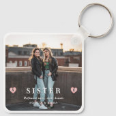 Sisters Photo Collage – Same Hearts Keychain キーホルダー (裏面)