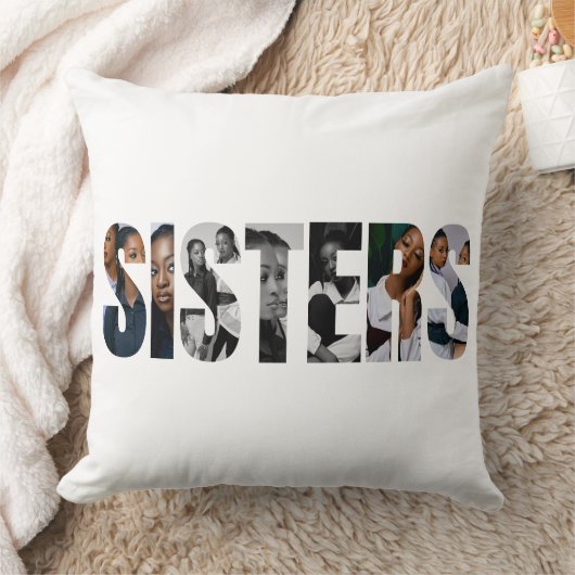 Sisters Photo Collage Throw Pillows Gift クッション (ブランケット)