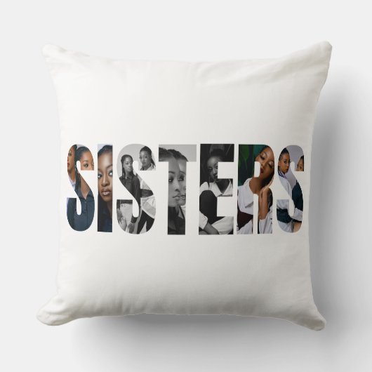 Sisters Photo Collage Throw Pillows Gift クッション (正面)