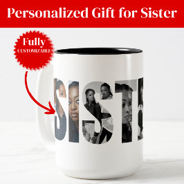 Sisters Photo Collage Two-Tone Mug Gift ツートーンマグカップ
