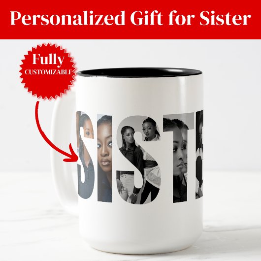 Sisters Photo Collage Two-Tone Mug Gift ツートーンマグカップ