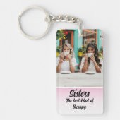 Sisters Photo Collage with Names, Best Therapy キーホルダー (正面)