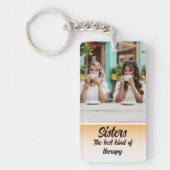 Sisters Photo Collage with Names, Best Therapy キーホルダー (正面)