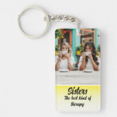 Sisters Photo Collage with Names, Best Therapy キーホルダー (正面)