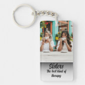 Sisters Photo Collage with Names, Best Therapy キーホルダー (正面)