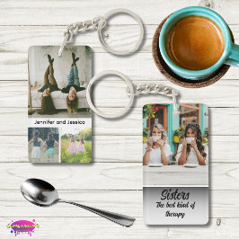 Sisters Photo Collage with Names, Best Therapy キーホルダー