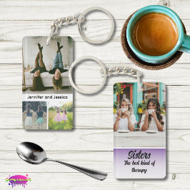 Sisters Photo Collage with Names, Best Therapy キーホルダー