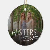 Sisters Photo Personalized Monogram セラミックオーナメント (左)