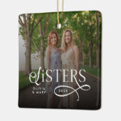 Sisters Photo Personalized Monogram セラミックオーナメント (左)