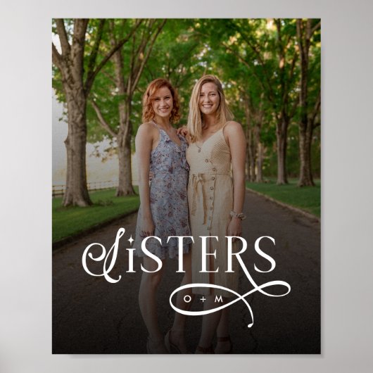 Sisters Photo Personalized Monogram ポスター (正面)