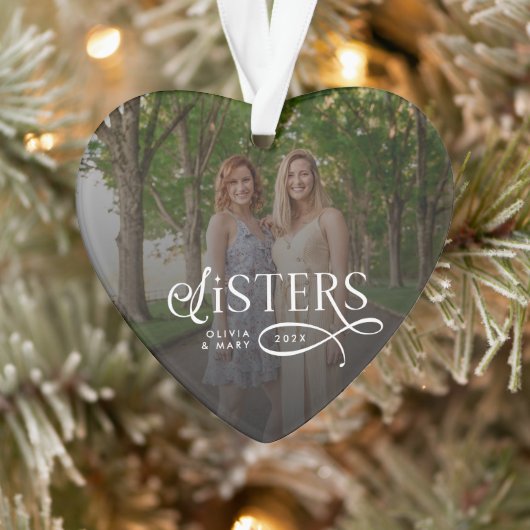Sisters Photo Personalized Monogram Gifts オーナメント (ツリー)