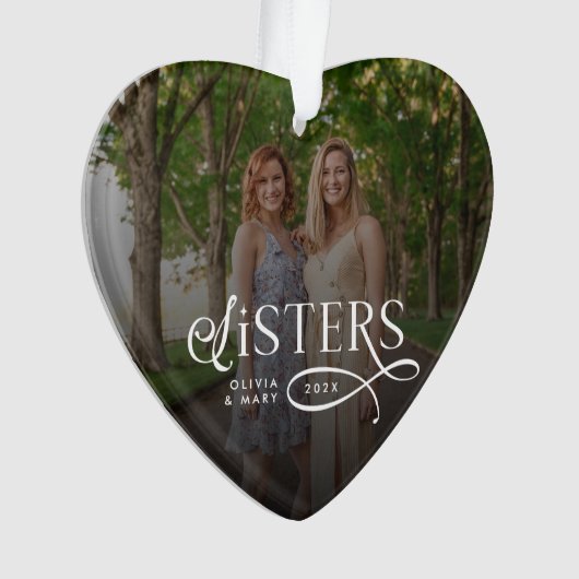 Sisters Photo Personalized Monogram Gifts オーナメント (正面)