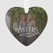 Sisters Photo Personalized Monogram Gifts オーナメント (裏面)