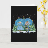 Sisters White Christmas Movie 1954 Xmas Snow Pajam カード (黄色い花)