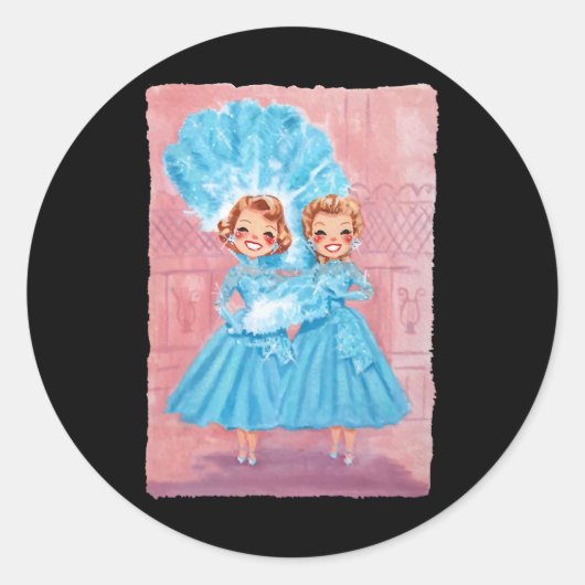 Sisters White Christmas Movie 1954 Xmas Snow Pajam ラウンドシール (正面)