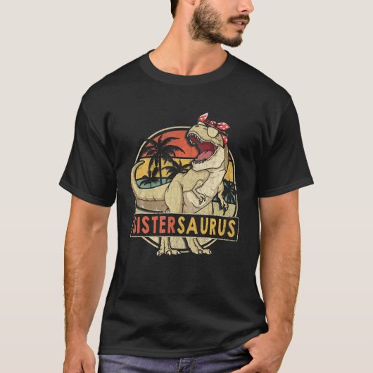 Sistersaurus Retro Rex Dinosaur Sister Family Matc Tシャツ (正面)
