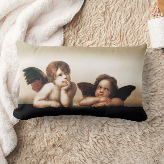 Sistineマドンナの天使の考えること ランバークッション (ブランケット)