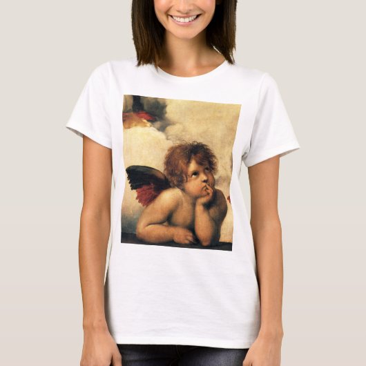 Sistine Madonna Angels by Raphael Sanzio Tシャツ (正面)