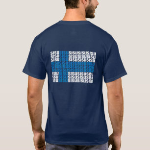 Sisuの背部基本的な暗いTシャツ Tシャツ