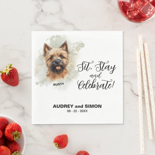 Sit, Stay & Celebrate ケアン・テリアの結婚式 スタンダードランチョンナプキン (インサイチュ)