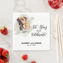 Sit, Stay & Celebrate ブルドッグの結婚式 スタンダードランチョンナプキン