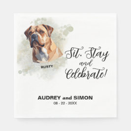 Sit, Stay & Celebrate ブルドッグの結婚式 スタンダードランチョンナプキン